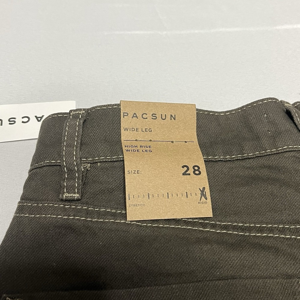 NWT PacSun Wide Leg Cargo Pants Olive Green High Rise Size 28 Streetwear - Picture 5 of 8